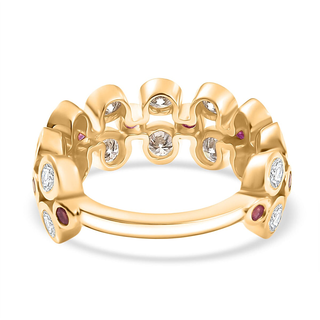 D'Joy Moissanite & African Ruby Band Ring in 18K Vermeil Yellow Gold Plated Sterling Silver 2.51 Ct._8230283_4