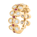 D'Joy Moissanite & African Ruby Band Ring in 18K Vermeil Yellow Gold Plated Sterling Silver 2.51 Ct._8230284_3