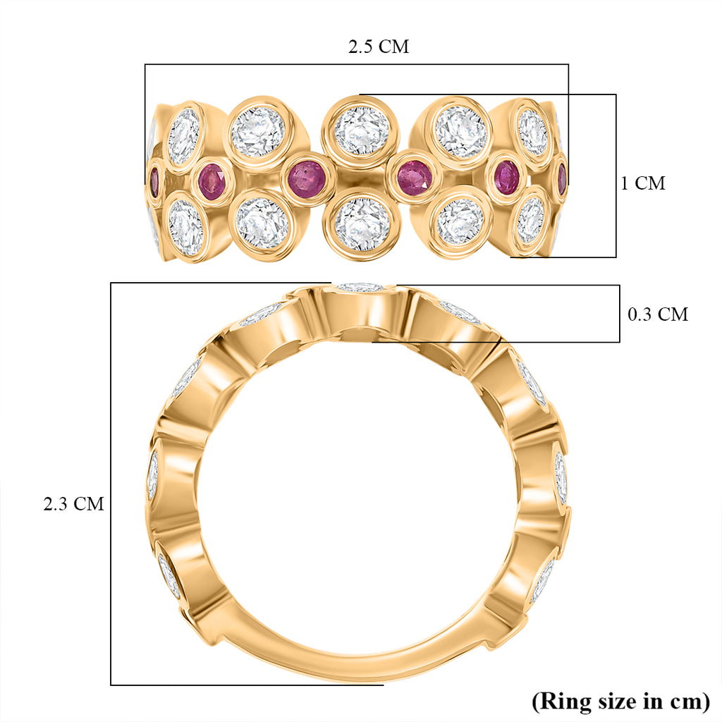 D'Joy Moissanite & African Ruby Band Ring in 18K Vermeil Yellow Gold Plated Sterling Silver 2.51 Ct._8230284_5