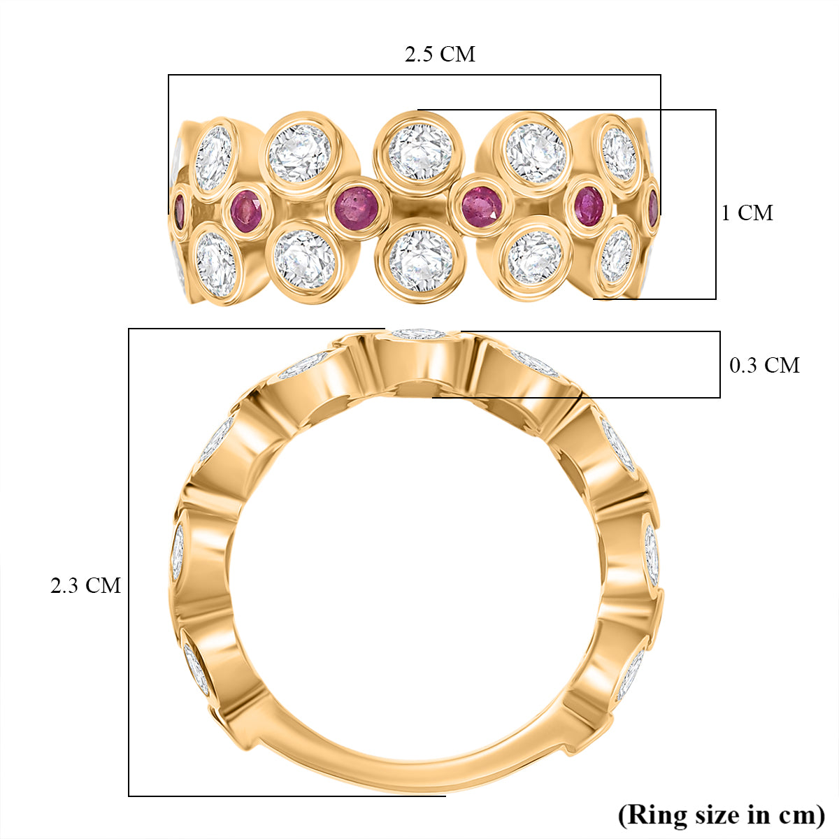2.5 Ct. Moissanite Band Ring in 18K Vermeil Yellow Gold Sterling Silver V32533636 6