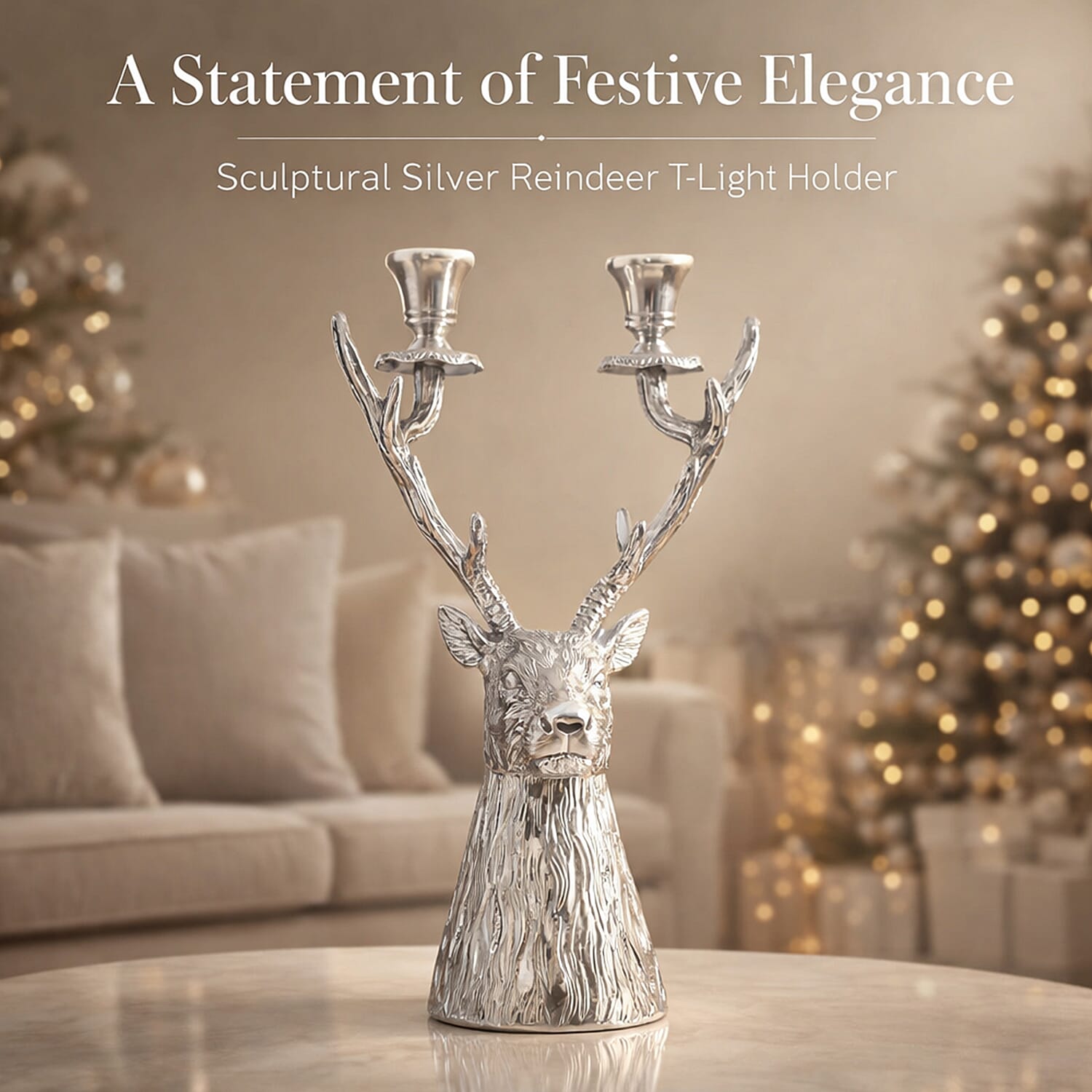 LIVMORE Reindeer T-Light Holder (50 x 25 x 20 cm) - Silver 8230494 2