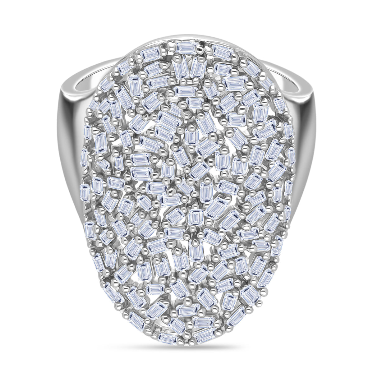 LUXURIANT 1.57 Ct. Lab Grown Diamond Cocktail Cluster Ring in Rhodium Overlay Sterling Silver (SI-GH) 8230689 0