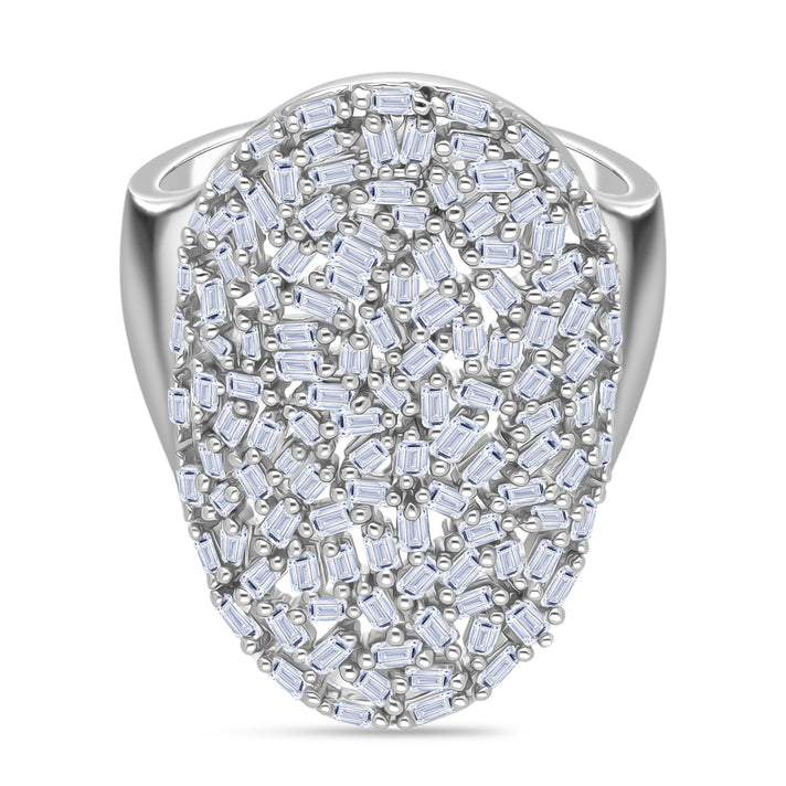 LUXURIANT 1.57 Ct. Lab Grown Diamond Cocktail Cluster Ring in Rhodium Overlay Sterling Silver (SI-GH) 8230689 1