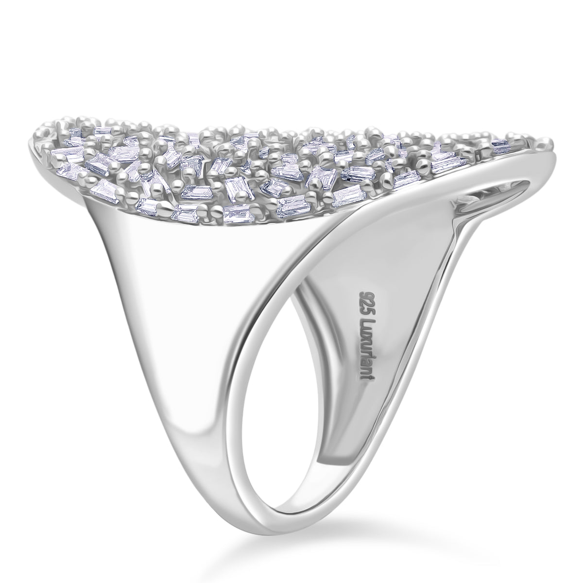 LUXURIANT 1.57 Ct. Lab Grown Diamond Cocktail Cluster Ring in Rhodium Overlay Sterling Silver (SI-GH) V32687377 3