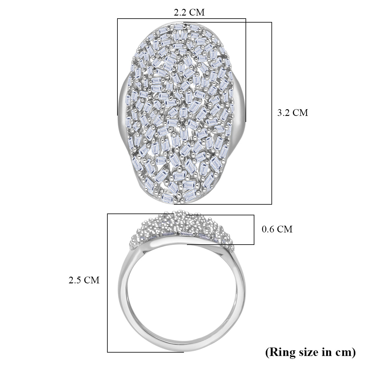 LUXURIANT 1.57 Ct. Lab Grown Diamond Cocktail Cluster Ring in Rhodium Overlay Sterling Silver (SI-GH) V32687377 5