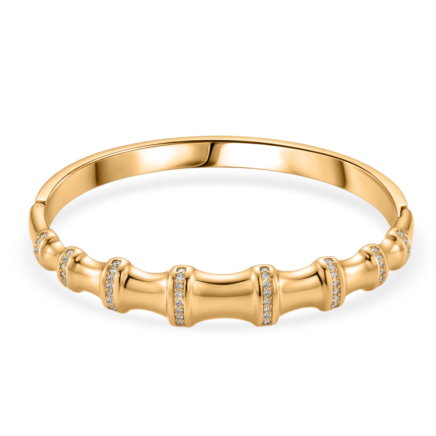Austrian White Crystal Bamboo Full Bangle (Size - 7) in Yellow Gold Tone 8231250 0