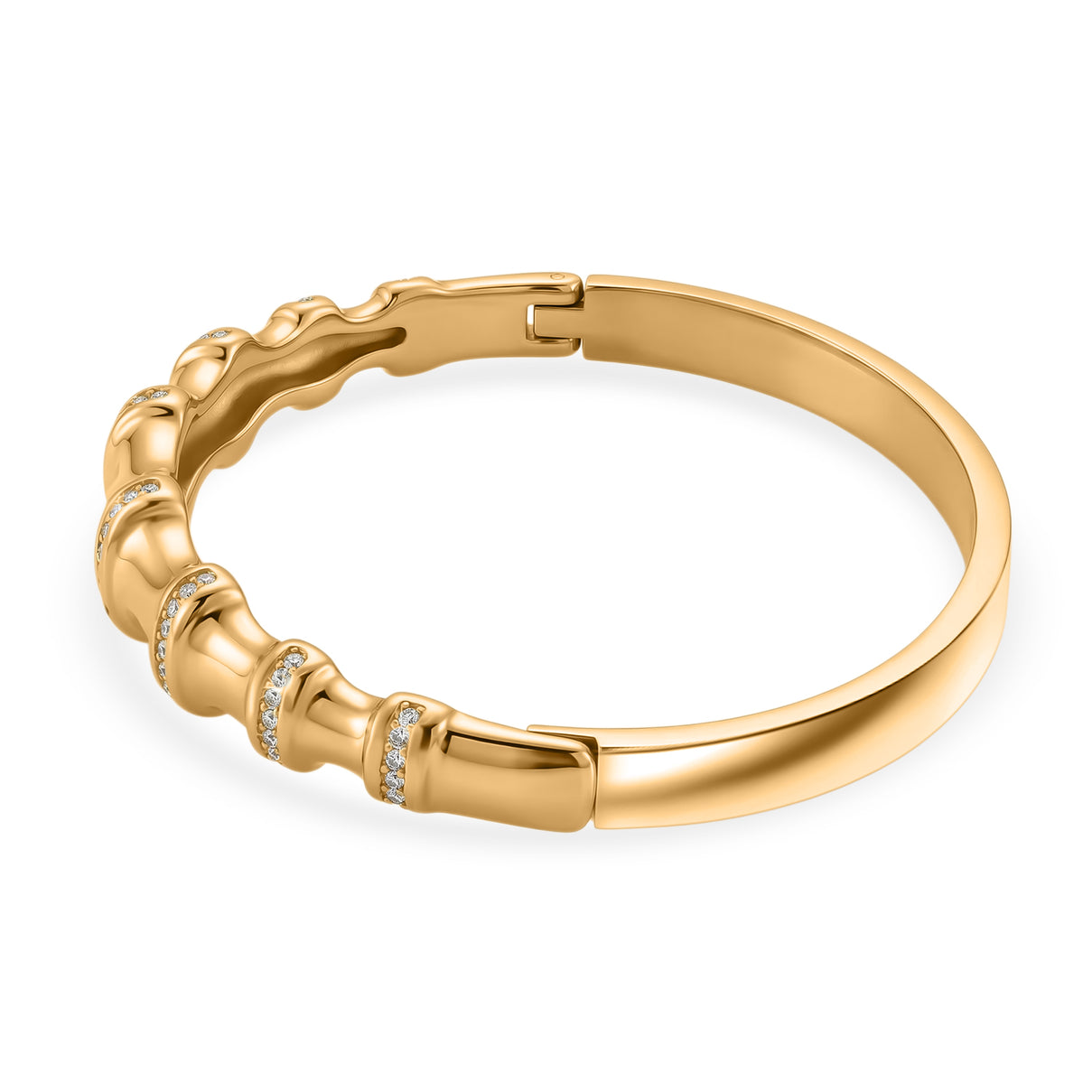 Austrian White Crystal Bamboo Full Bangle (Size - 7) in Yellow Gold Tone 8231250 3