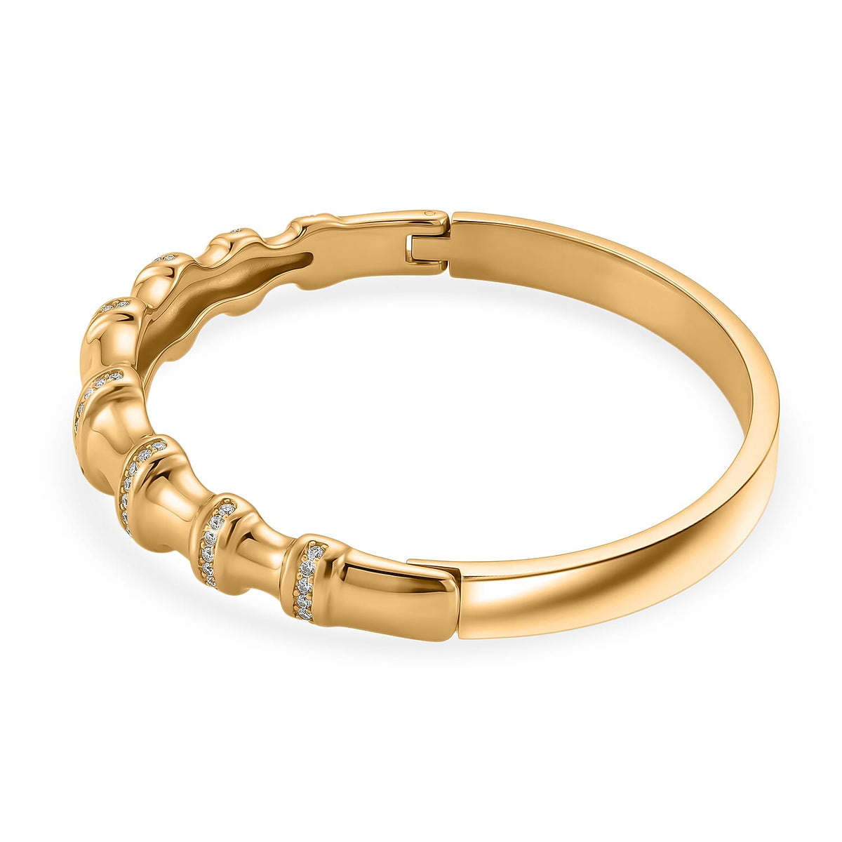 Austrian White Crystal Bamboo Full Bangle (Size - 7) in Yellow Gold Tone 8231250 4