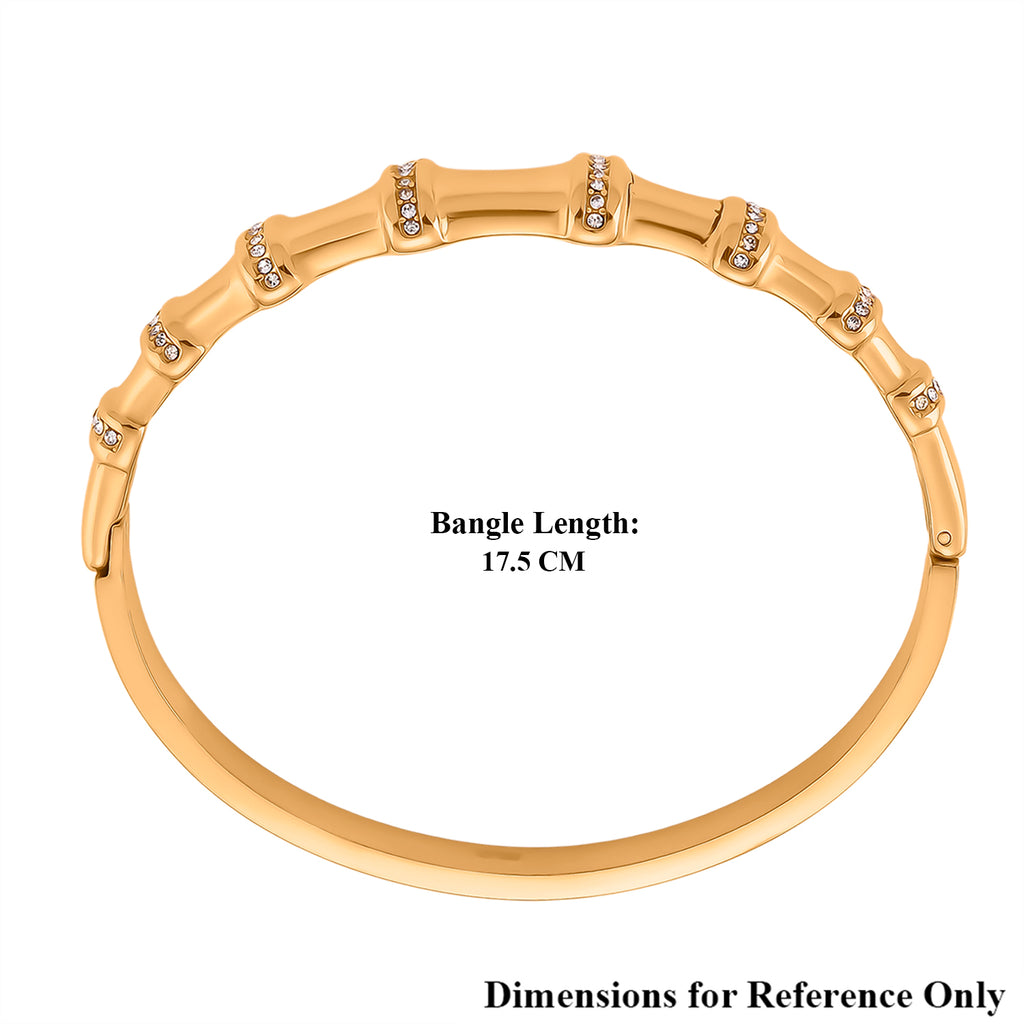 Austrian White Crystal Bamboo Full Bangle (Size - 7) in Yellow Gold Tone_8231250_5