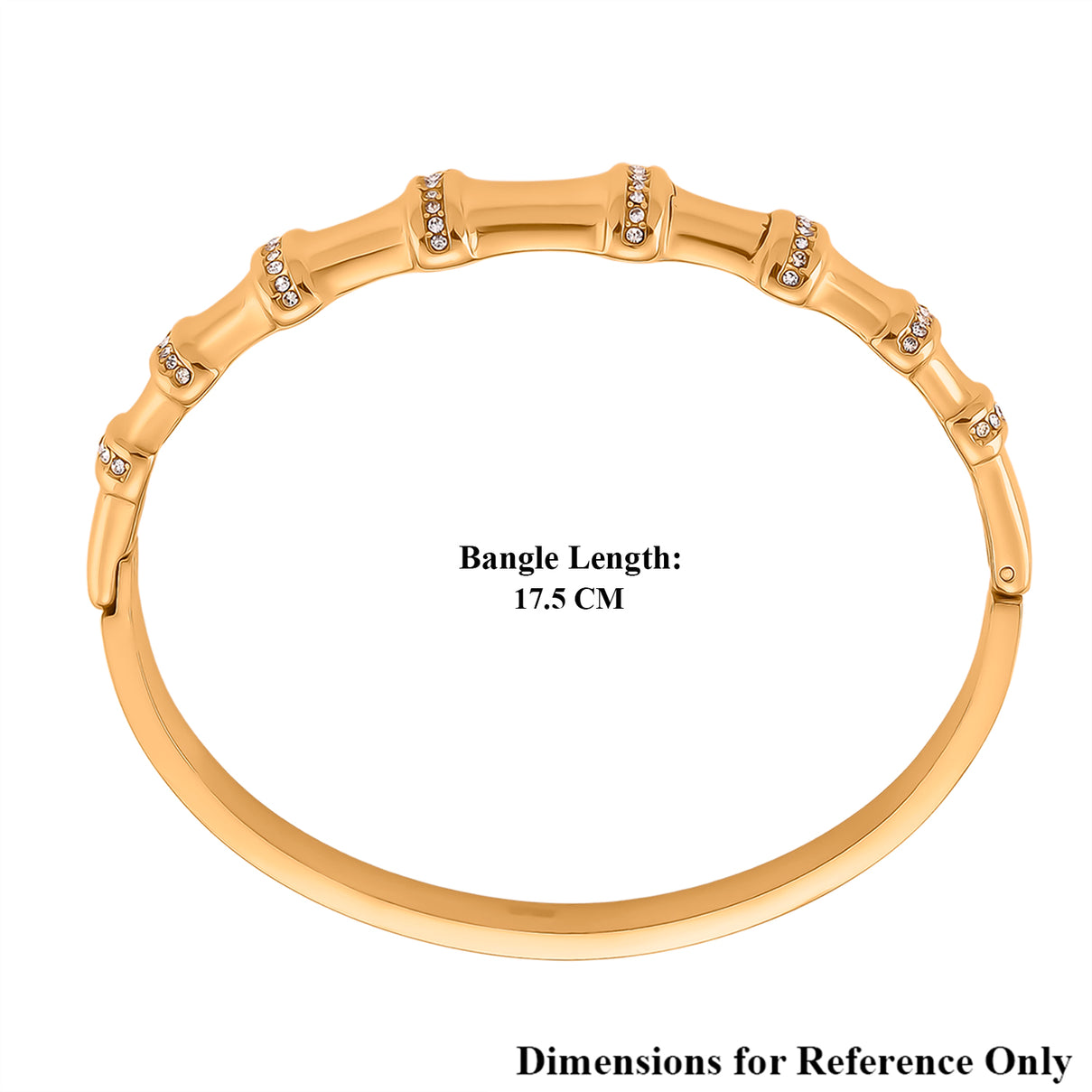 Austrian White Crystal Bamboo Full Bangle (Size - 7) in Yellow Gold Tone 8231250 5