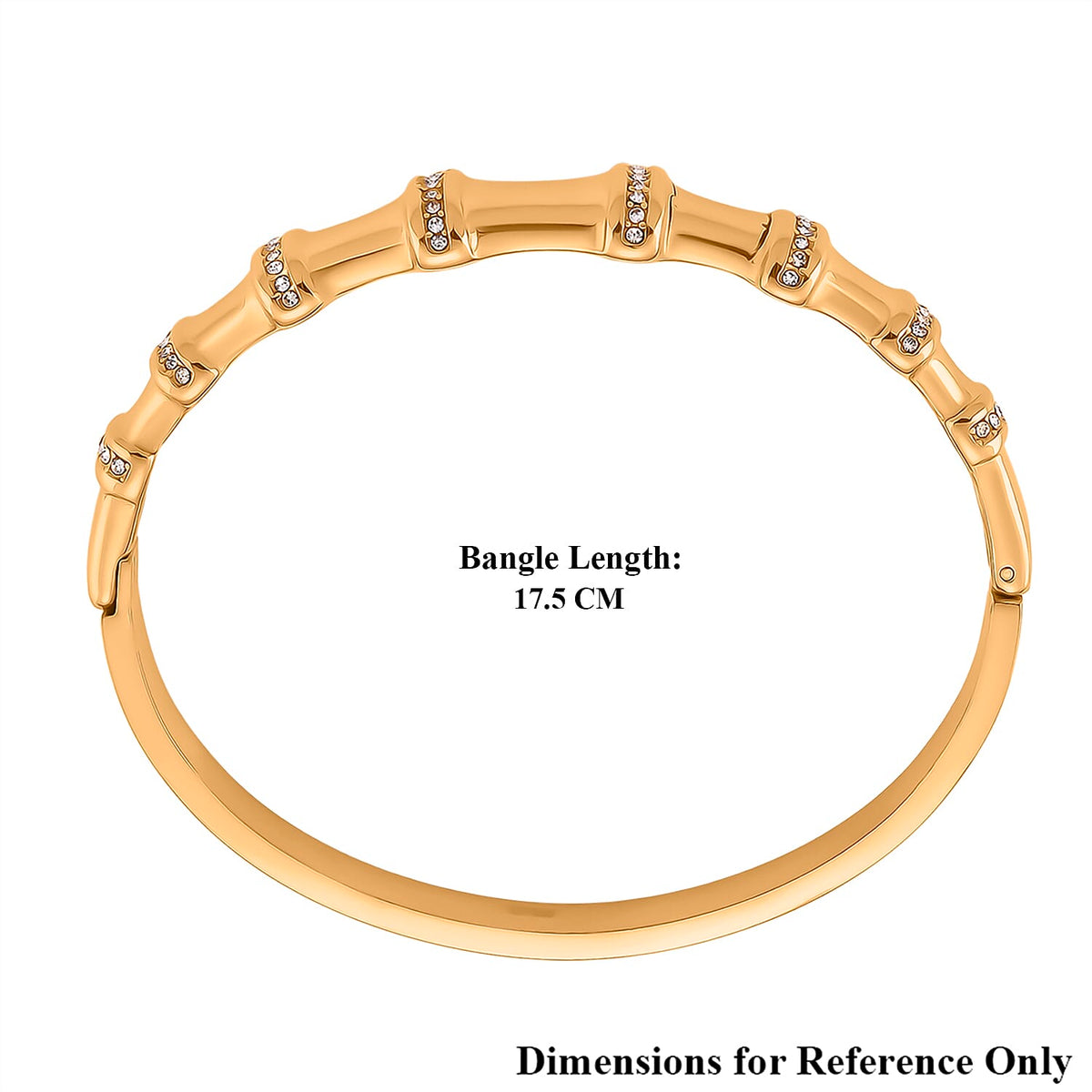 Austrian White Crystal Bamboo Full Bangle (Size - 7) in Yellow Gold Tone 8231250 6