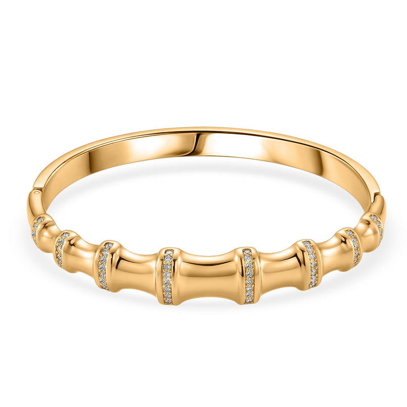 Austrian White Crystal Bamboo Full Bangle (Size - 7) in Yellow Gold Tone_8231250