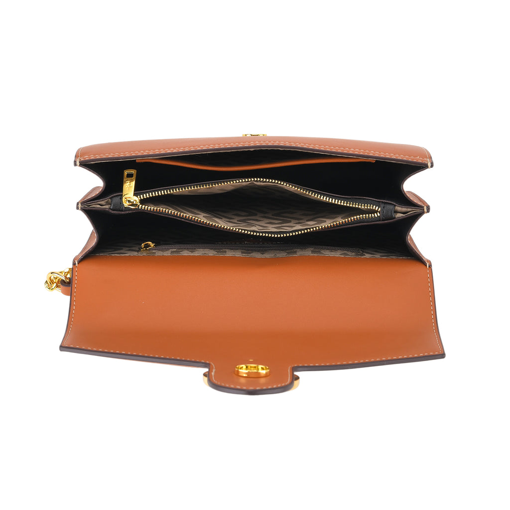 JVC- Milano Style Shoulder Bag with Chain Strap (128 cm) - Tan & Beige_8231306_5