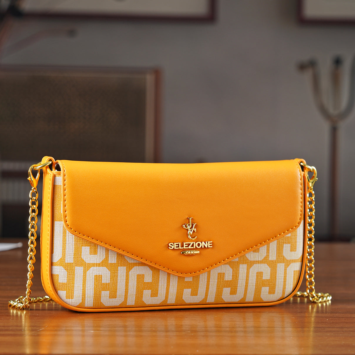 JVC- Milano Style Luxury Clutch with Shoulder Chain Strap (114 cm) - Orange V32515495 1