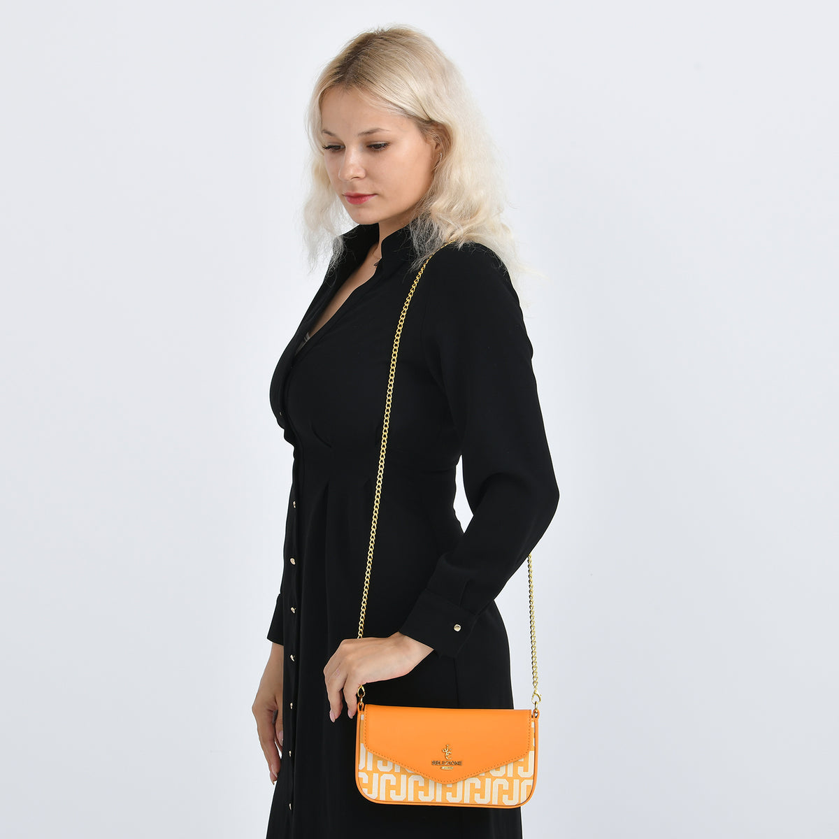 JVC- Milano Style Luxury Clutch with Shoulder Chain Strap (114 cm) - Orange V32515495 2