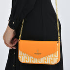 JVC- Milano Style Luxury Clutch with Shoulder Chain Strap (114 cm) - Orange_8231317_3