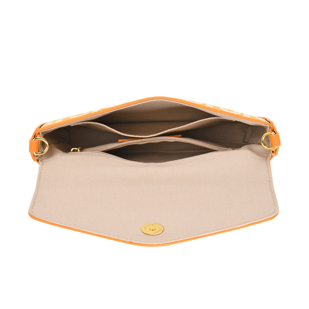 JVC- Milano Style Luxury Clutch with Shoulder Chain Strap (114 cm) - Orange_8231317_5