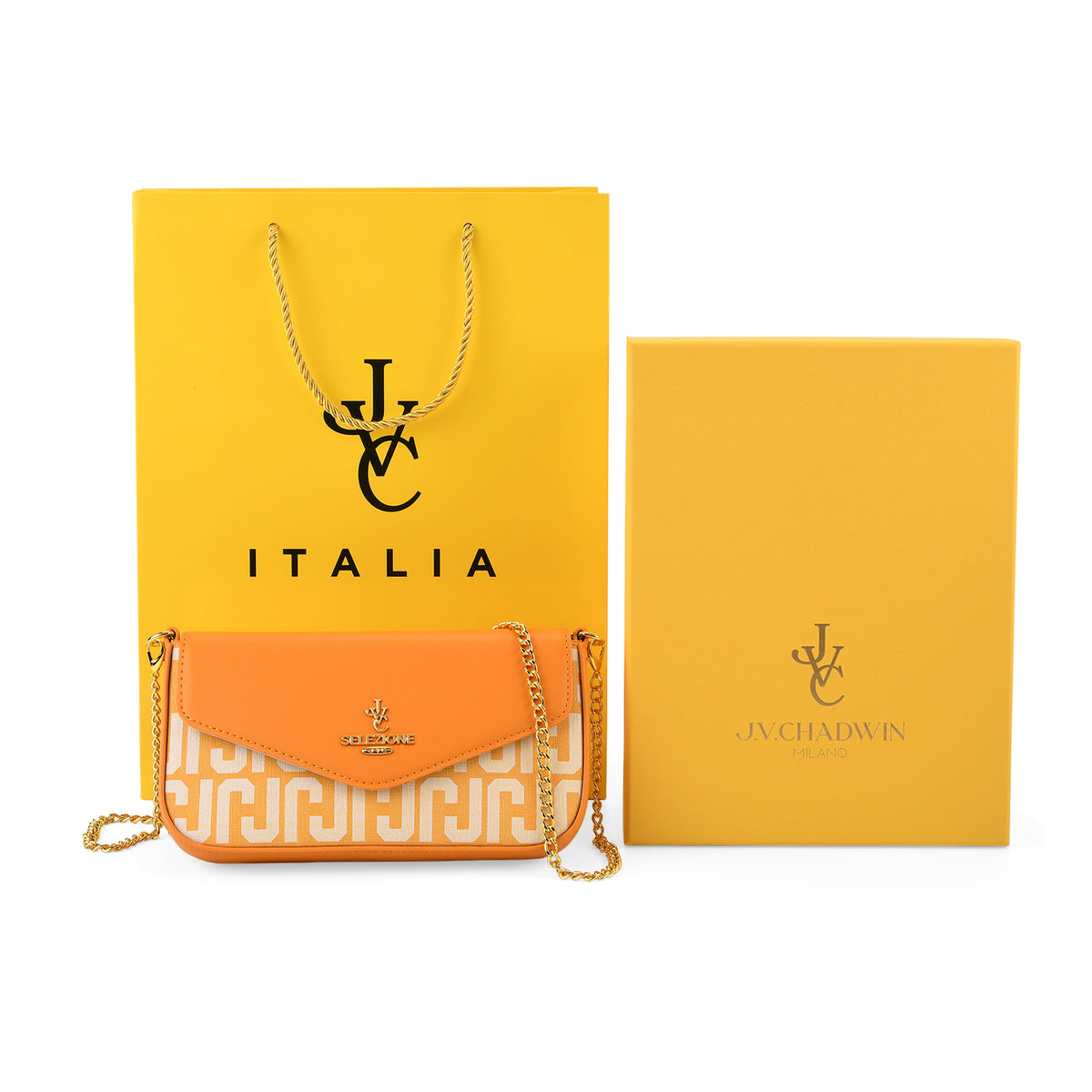 JVC- Milano Style Luxury Clutch with Shoulder Chain Strap (114 cm) - Orange V32515495 7