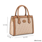 JVC Milano Monogram Mini Tote with Top Handles - Ivory & Brown_8231335_6