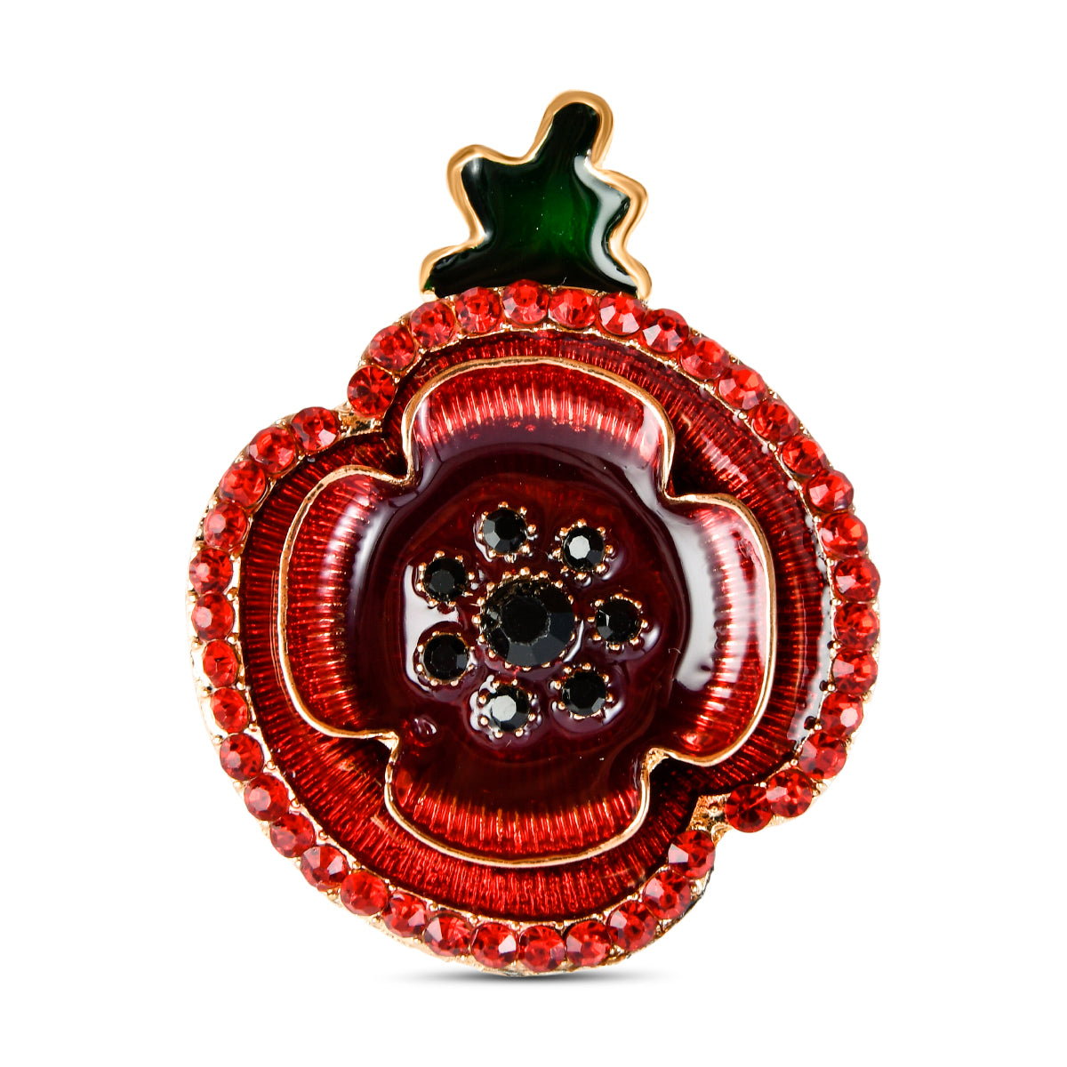 Austrian Red Crystal &amp; Austrian Black Crystal Magnetic Brooch in Yellow Gold Tone 8232500 0
