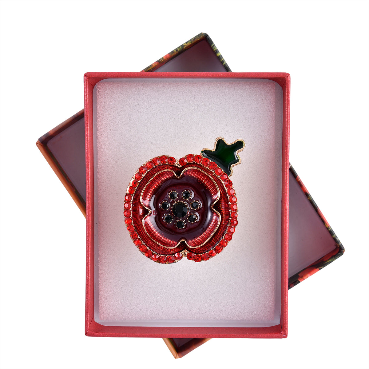 Austrian Red Crystal &amp; Austrian Black Crystal Magnetic Brooch in Yellow Gold Tone 8232500 7
