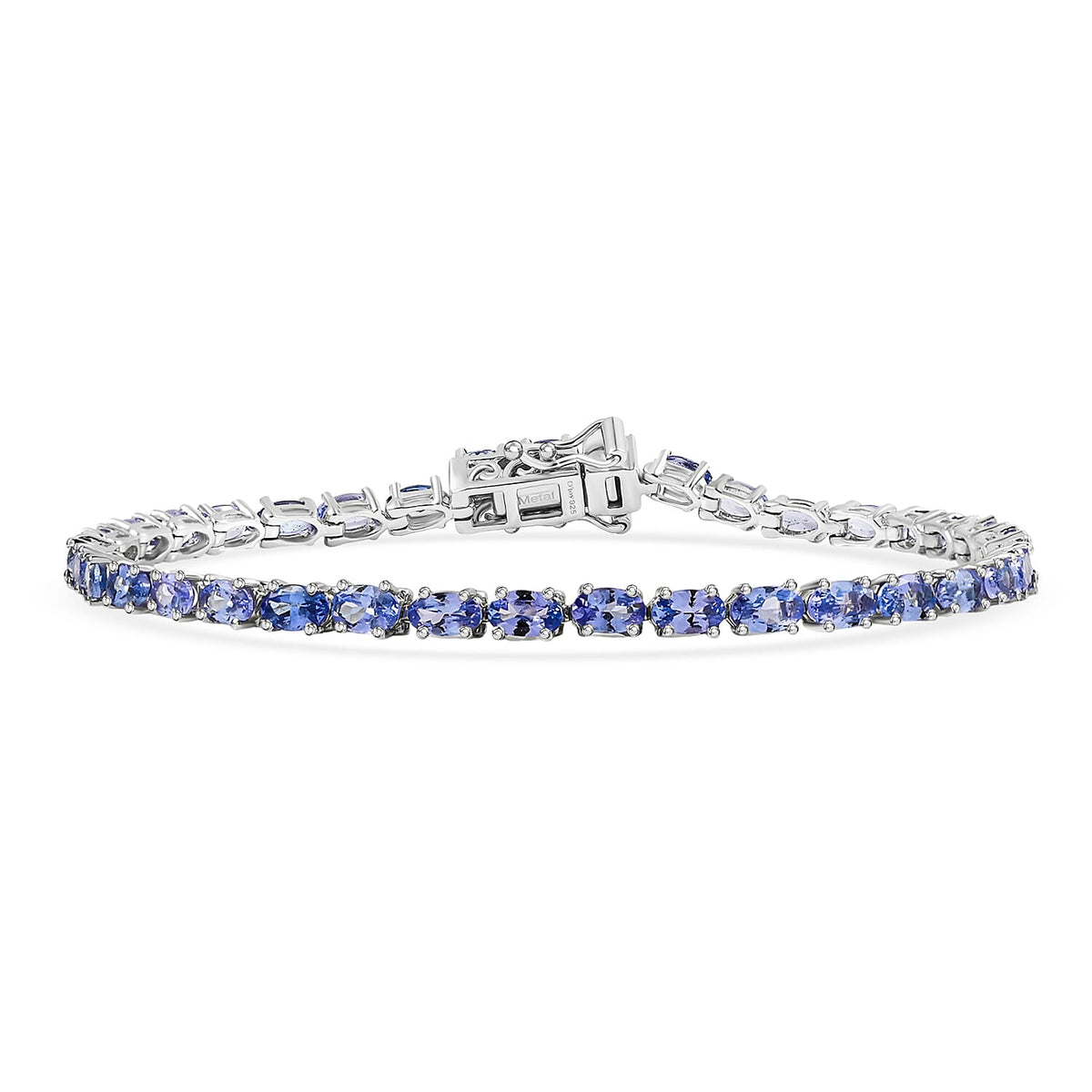 D'joy Tanzanite Bracelet (Size - 8) with GB Lock Box in Rhodium Overlay Sterling Silver 8.30 Ct. 8232716 0