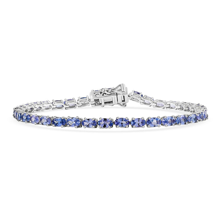 D'joy Tanzanite Bracelet (Size - 8) with GB Lock Box in Rhodium Overlay Sterling Silver 8.30 Ct. 8232716 1