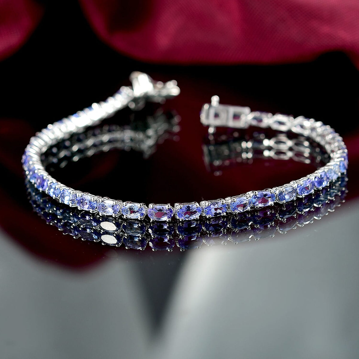 D'joy Tanzanite Bracelet (Size - 8) with GB Lock Box in Rhodium Overlay Sterling Silver 8.30 Ct. 8232716 2