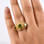 D'joy Peridot & White Zircon Ring in Yellow Gold Plating Sterling Silver 3.97 Ct, Silver Wt. 6.40 Gms._8232793_2