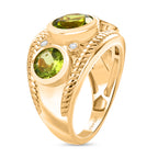 D'joy Peridot & White Zircon Ring in Yellow Gold Plating Sterling Silver 3.97 Ct, Silver Wt. 6.40 Gms._8232793_3