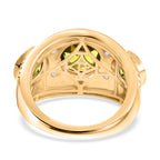 D'joy Peridot & White Zircon Ring in Yellow Gold Plating Sterling Silver 3.97 Ct, Silver Wt. 6.40 Gms._8232793_4