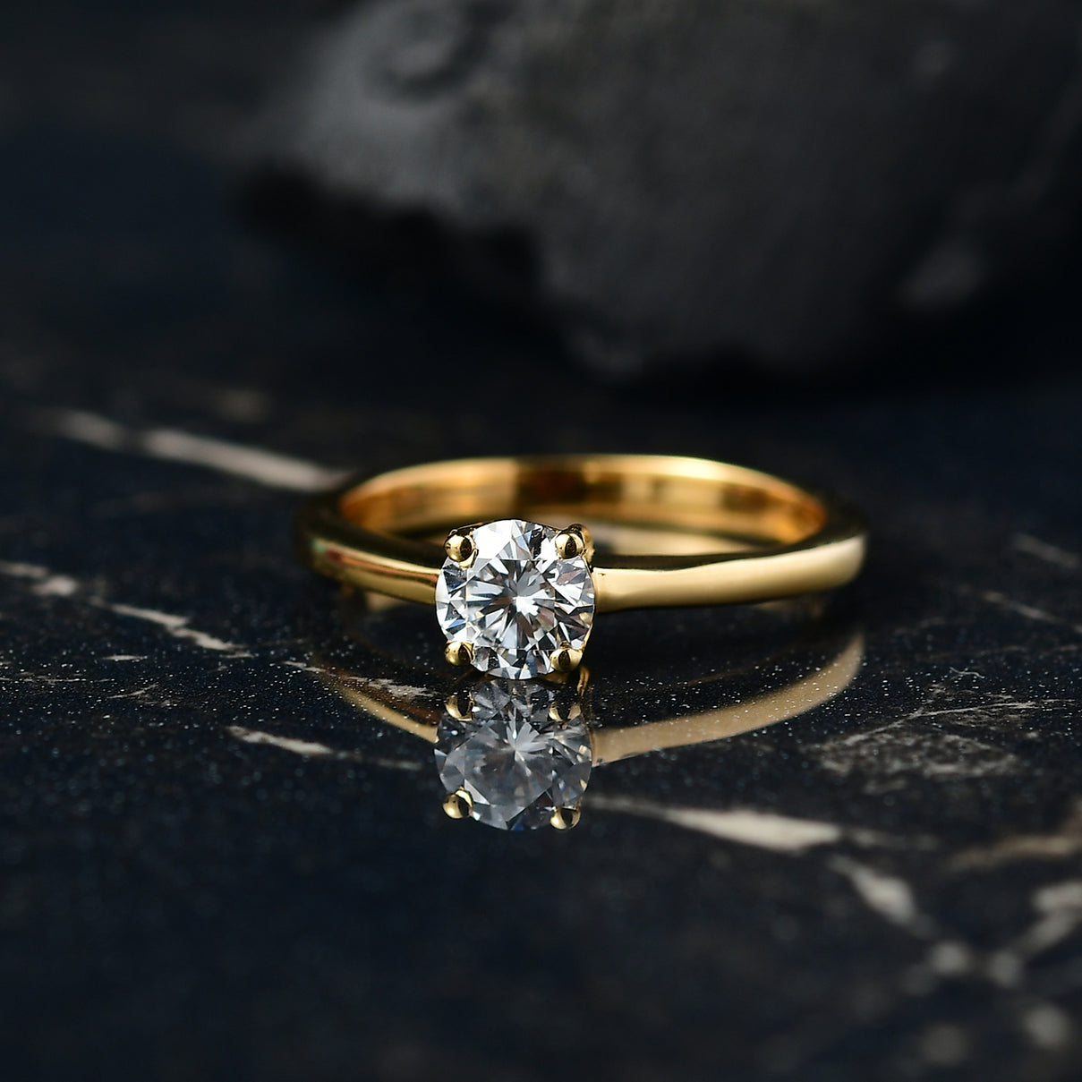 LUXURIANT Lab Grown Diamond Solitaire Ring in 18K Vermeil Yellow Gold Over Sterling Silver SGL Certified (SI-GH) 8232932 2