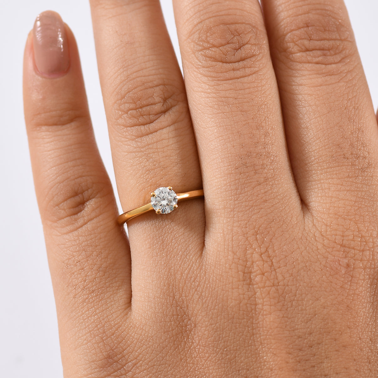 LUXURIANT Lab Grown Diamond Solitaire Ring in 18K Vermeil Yellow Gold Over Sterling Silver SGL Certified (SI-GH) 8232932 3