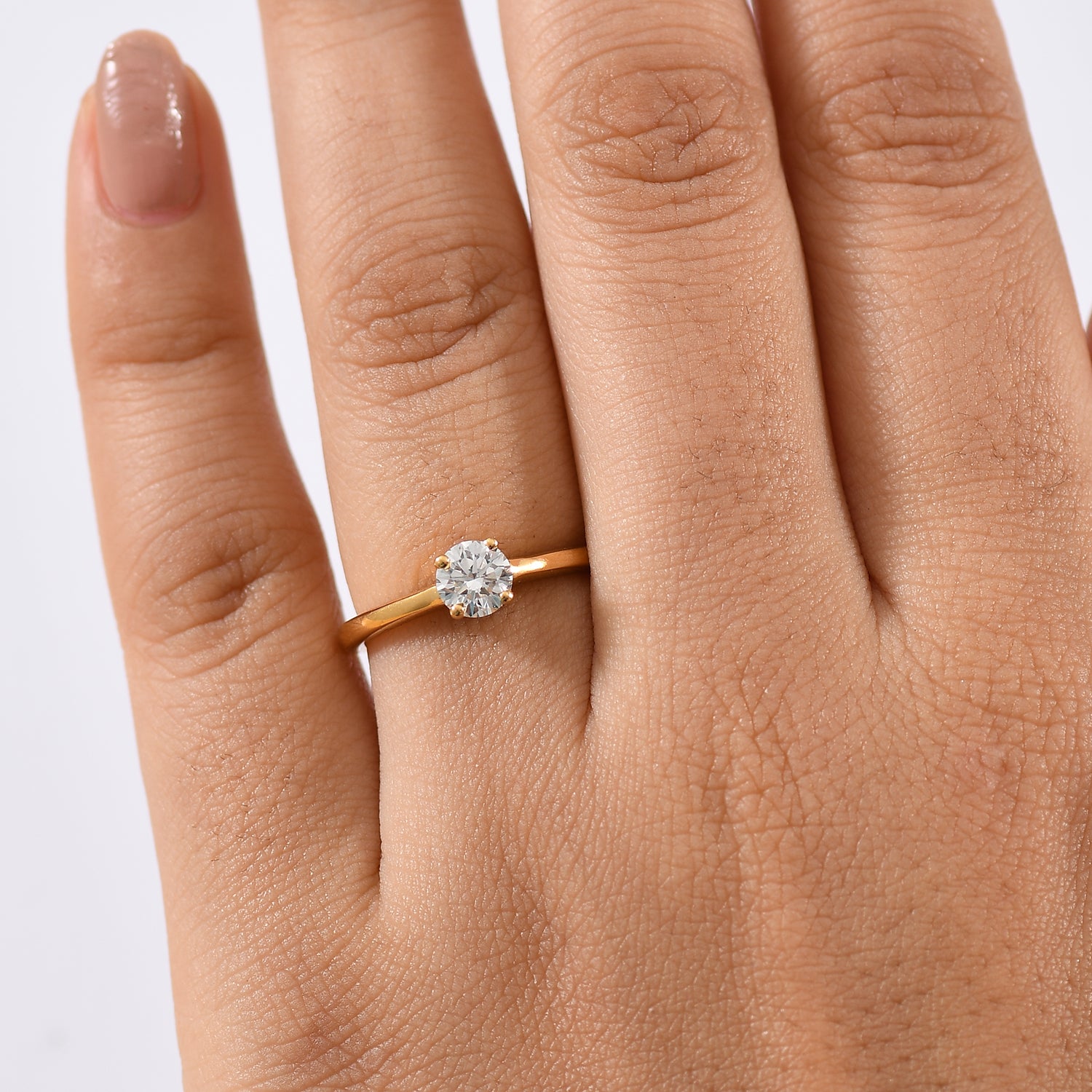 LUXURIANT Lab Grown Diamond Solitaire Ring in 18K Vermeil Yellow Gold Over Sterling Silver SGL Certified (SI-GH) 8232932 3