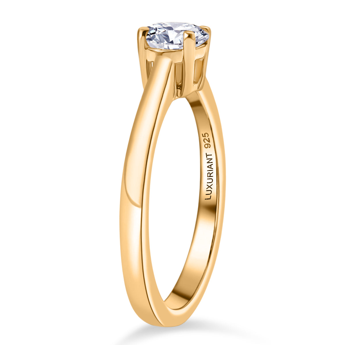 LUXURIANT Lab Grown Diamond Solitaire Ring in 18K Vermeil Yellow Gold Over Sterling Silver SGL Certified (SI-GH) 8232932 4
