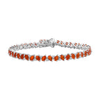 D'joy Crimson Fire Opal & White Zircon Linking Bracelet (Size - 7.5) with GB Lock Box in Rhodium Overlay Sterling Silver 6.62 Ct, Silver Wt. 10.90 Gms._8233165