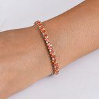 D'joy Crimson Fire Opal & White Zircon Linking Bracelet (Size - 7.5) with GB Lock Box in Rhodium Overlay Sterling Silver 6.62 Ct, Silver Wt. 10.90 Gms._8233165_2
