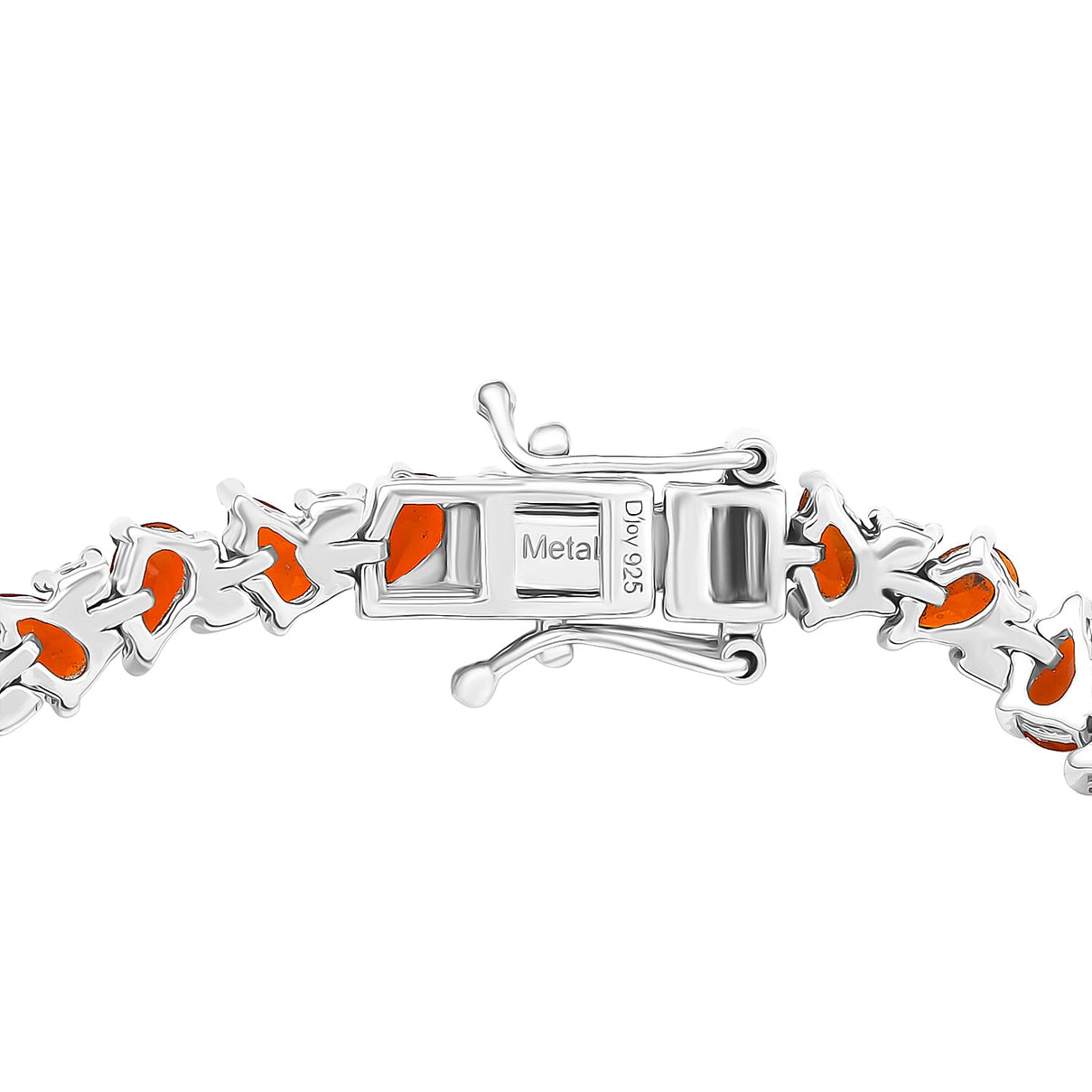 D'joy Crimson Fire Opal, White Zircon Linking Bracelet (Size - 7.5) with GB Lock Box in Rhodium Overlay Sterling Silver 6.15 Ct. 8233165 4