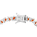 D'joy Crimson Fire Opal & White Zircon Linking Bracelet (Size - 7.5) with GB Lock Box in Rhodium Overlay Sterling Silver 6.62 Ct, Silver Wt. 10.90 Gms._8233165_3