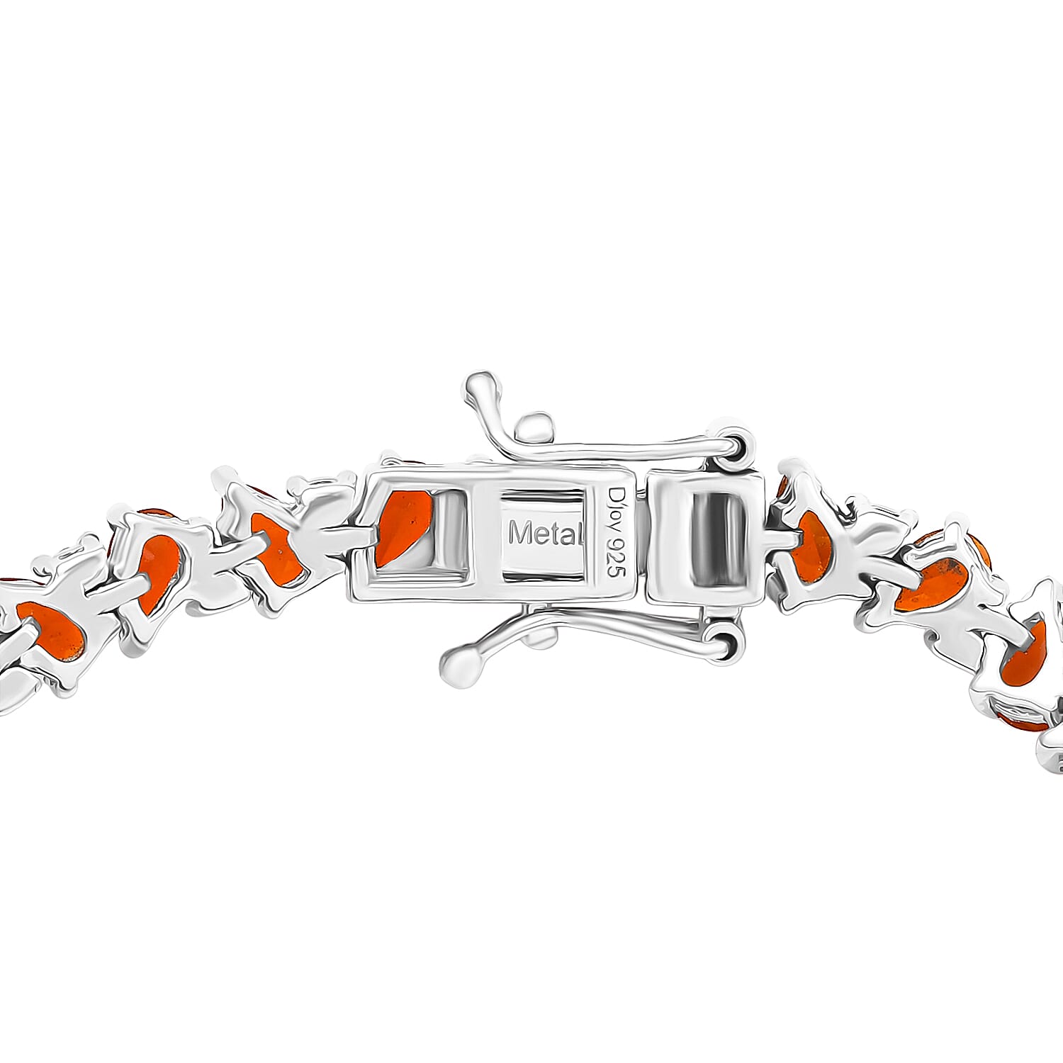 D'joy Crimson Fire Opal, White Zircon Linking Bracelet (Size - 7.5) with GB Lock Box in Rhodium Overlay Sterling Silver 6.15 Ct. 8233165 4