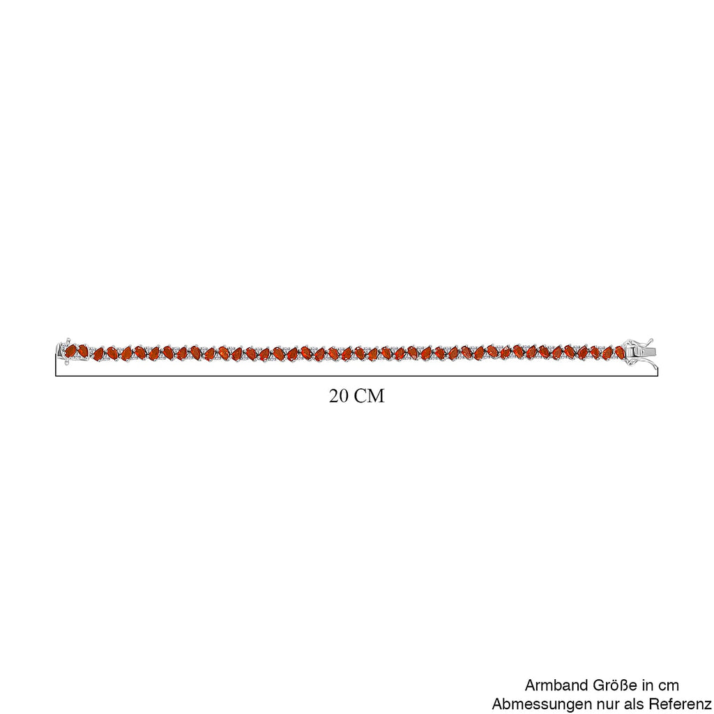 D'joy Crimson Fire Opal & White Zircon Linking Bracelet (Size - 7.5) with GB Lock Box in Rhodium Overlay Sterling Silver 6.62 Ct, Silver Wt. 10.90 Gms._8233165_4
