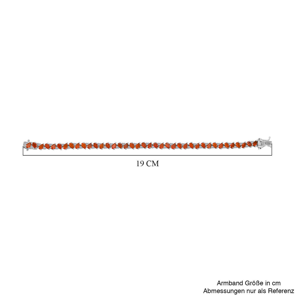 D'Joy Crimson Fire Opal, White Zircon Linking Bracelet (Size - 7) with Box Clasp in Rhodium Overlay Sterling Silver 8233168 5