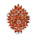 D'Joy - Fire Opal Cluster Ring in Rhodium Overlay Sterling Silver 3.48 Ct._8233176