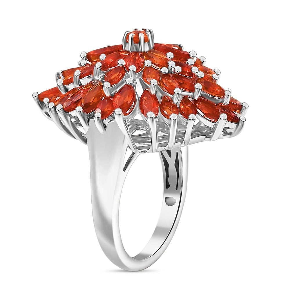 D'Joy - Fire Opal Cluster Ring in Rhodium Overlay Sterling Silver 3.48 Ct._8233177_3