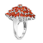 D'Joy - Fire Opal Cluster Ring in Rhodium Overlay Sterling Silver 3.48 Ct._8233178_3