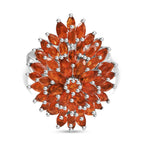 D'Joy - Fire Opal Cluster Ring in Rhodium Overlay Sterling Silver 3.48 Ct._8233179