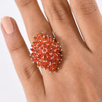 D'Joy - Fire Opal Cluster Ring in Rhodium Overlay Sterling Silver 3.48 Ct._8233179_2