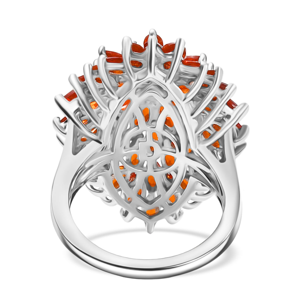 D'Joy - Fire Opal Cluster Ring in Rhodium Overlay Sterling Silver 3.48 Ct. V32514320 5