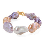 Multi Color Fresh Water Baroque Pearl Beads Bracelet (Size 7 + 2 Ext) with Lobster Clasp in Yellow Gold Plating Sterling Silver 155.00 Ct._8233225
