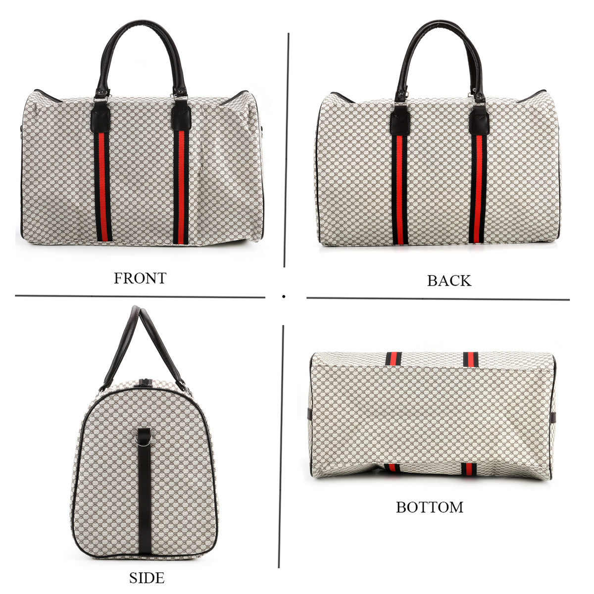Monogram Pattern Travel Duffel Bag with Red Stripe Detail V32535240 5